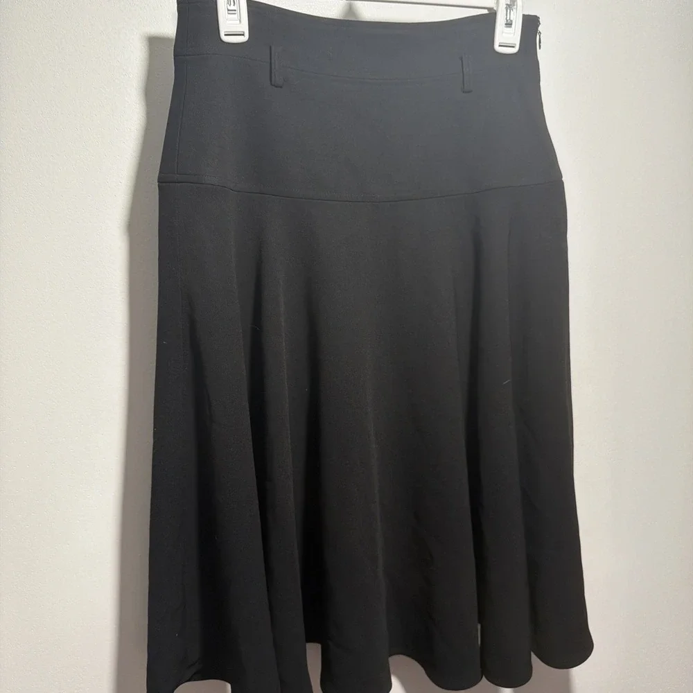 Calvin Klein Women's A-Line Flared Lux Midi Skirt Black Sz 2